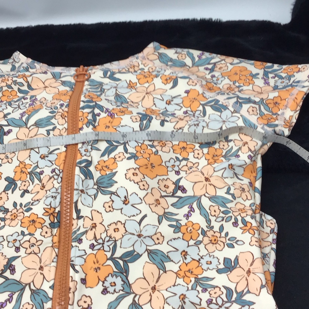 NWT Cupshe Floral One Piece Swimsuit - Orange and Cream size M - Picture 5 of 7
